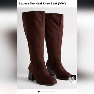 Knee High Brown Faux Suede Wide Calf Boots